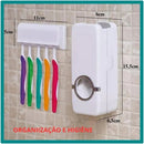 👉 Dispensador Automático de Pasta de Dente com Porta Escovas